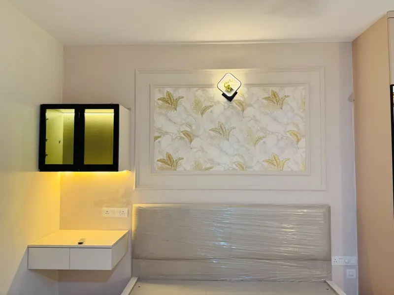 Bedroom Feature Wall & Dresser — homeZyard, Brigade Cornerstone Utopia, Varthur, Bengaluru