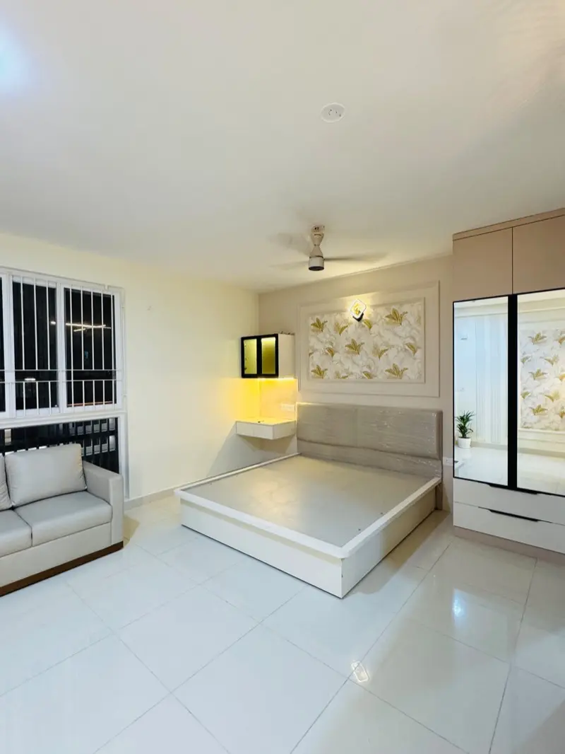 Master Bedroom Interior — homeZyard, Brigade Cornerstone Utopia, Varthur, Bengaluru